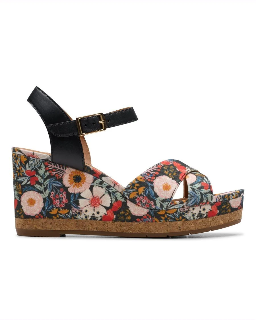 CHICLY FLORAL CLARKS SANDALE TALON HAUT
